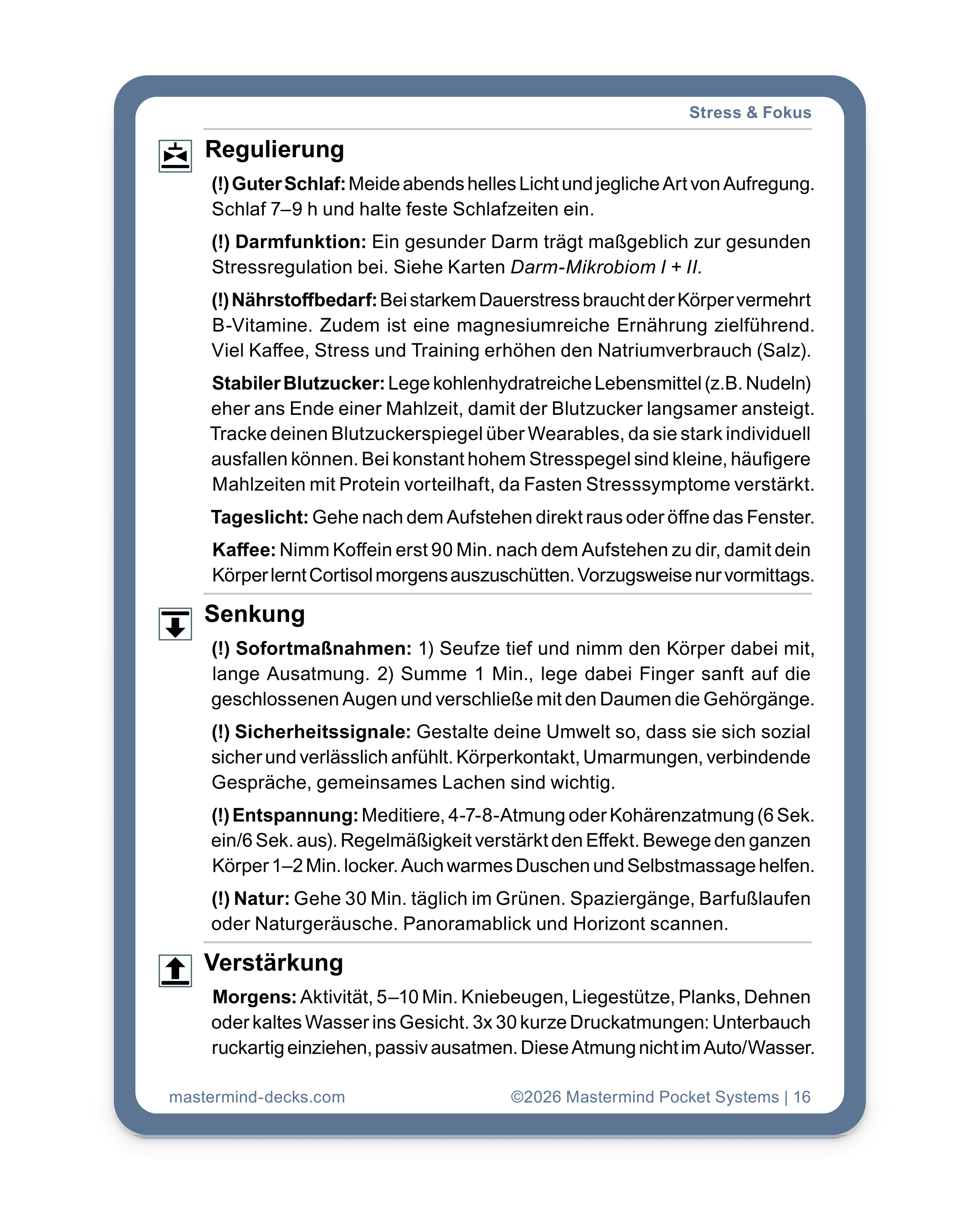 Cortisol senken best practise: Schlaf, Darmfunktion, Nährstoffbedarf und Sofortmaßnahmen – konkrete Mikrohacks der Karte Cortisol II