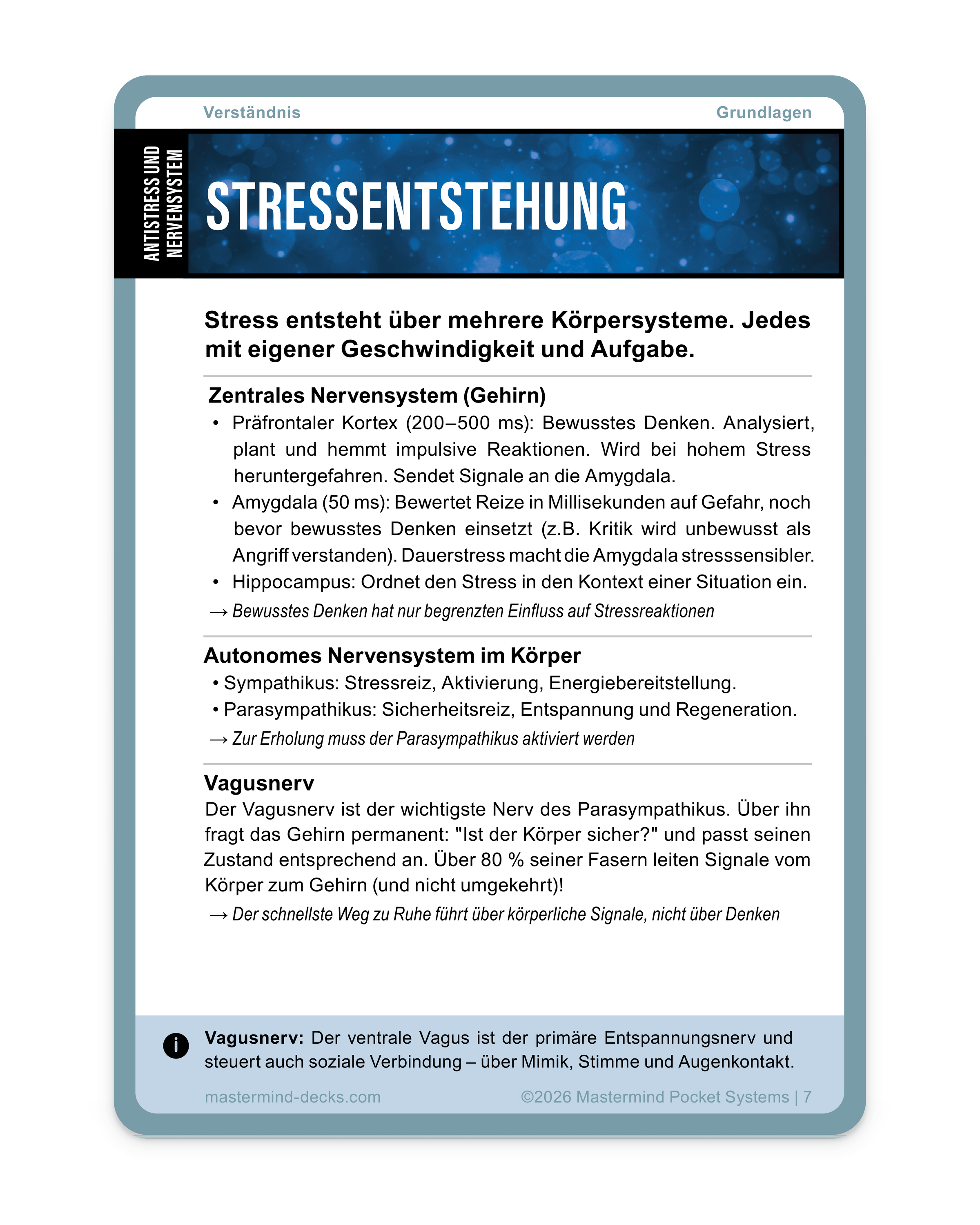 Karte Stressentstehung schnell erklärt: Technik aus dem Bereich Verständnis der Stressreaktion – passende Situationen, Wirkmechanismus und Einordnung.
