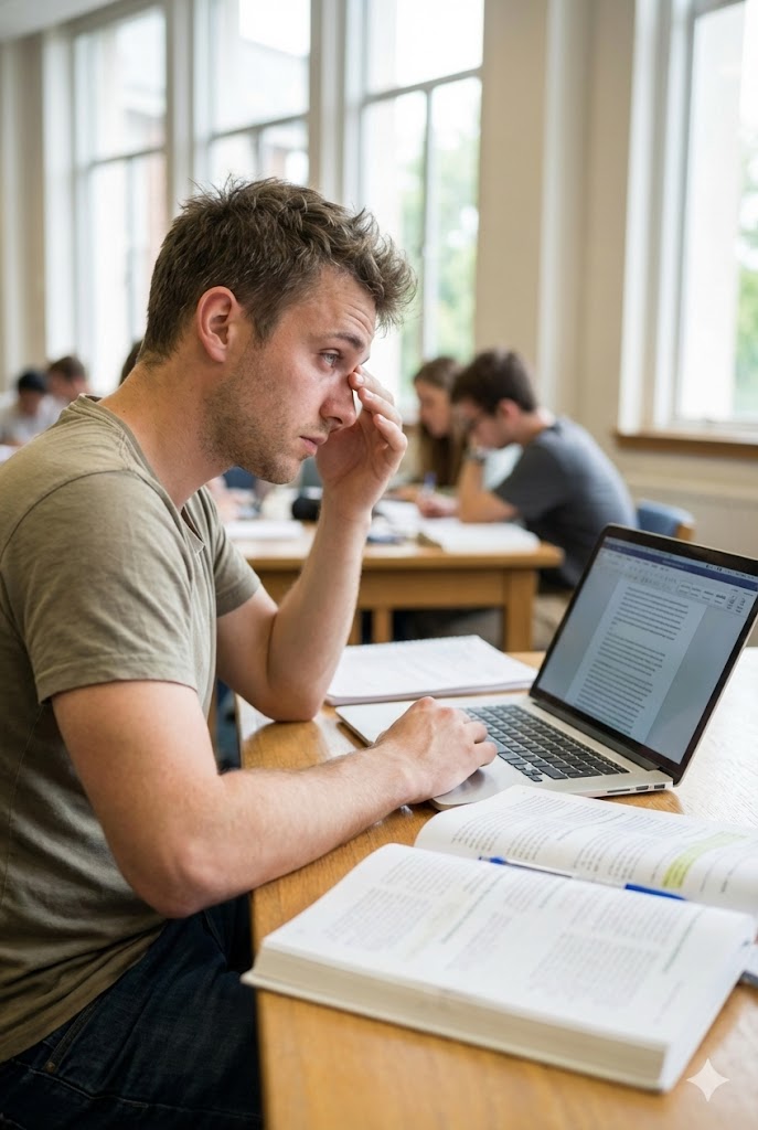 Mentale Überlastung beim Lernen durch zu viele Bücher und Informationen – strukturierte Mikrohacks von Mastermind Pocket Systems schaffen Klarheit